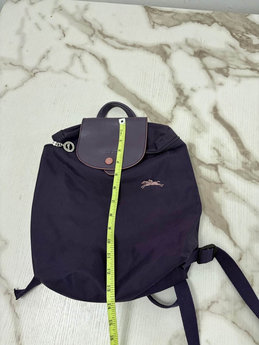 Longchamp Le Pliage Club Backpack Purple Nylon Leather Trim Small Bag L1699619 - Picture 6 of 10